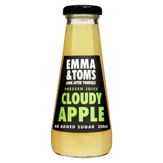 Emma & Tom's cloudy apple juice glass